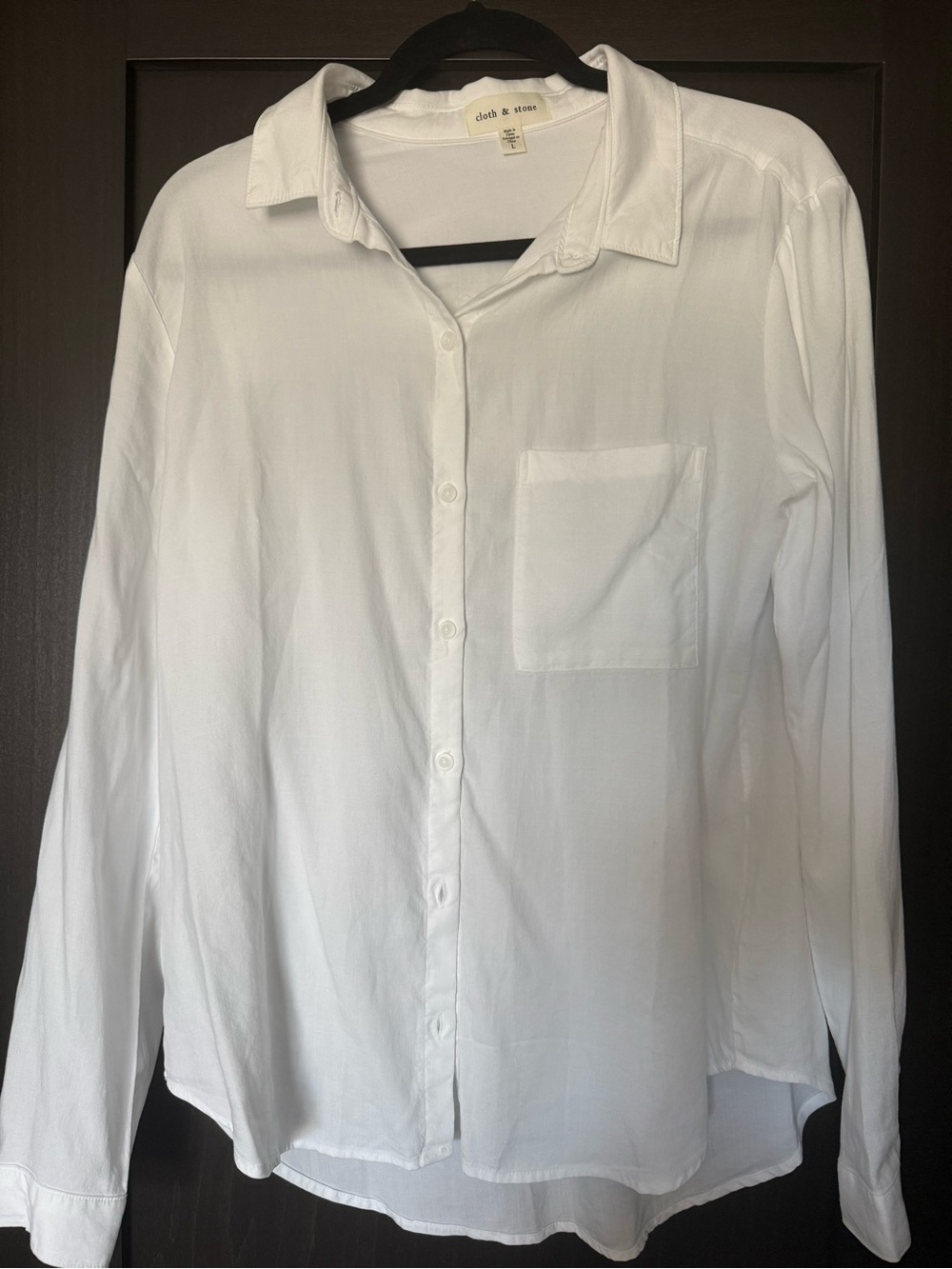 Cloth & Stone White Button Down Womens Shirt Large | Lightweight Collared Blouse
